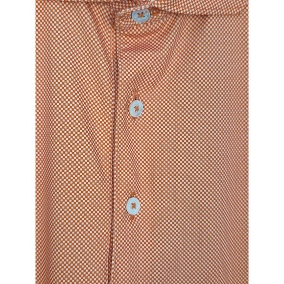 Turtleson Men's Golf Polo Shirt Large Orange Checkered Print Performance Stretch - Picture 4 of 9